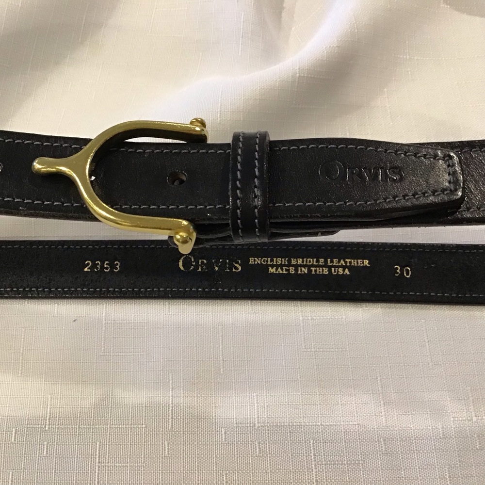 Orvis English Bridle Black Leather Belt - Luxury Classic Style 30 inches